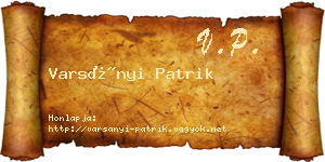 Varsányi Patrik névjegykártya
